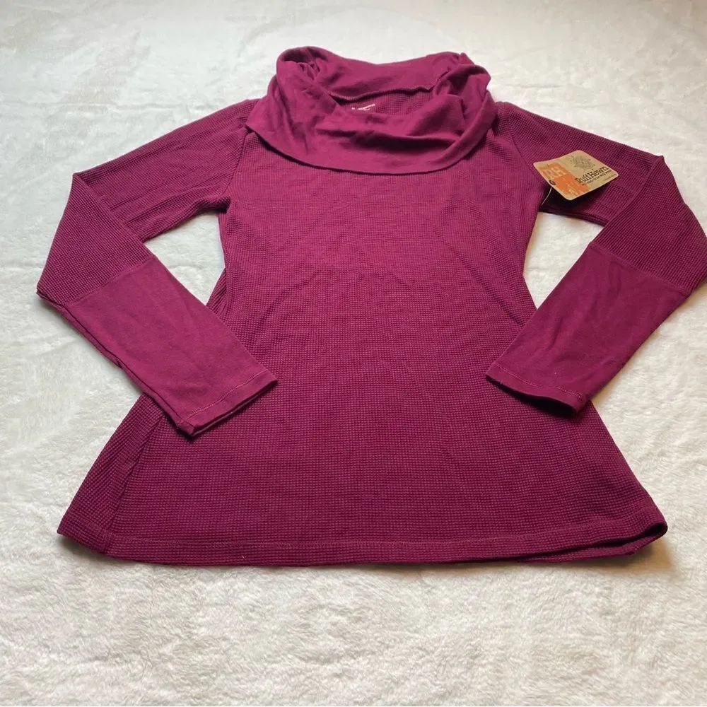 Ruff Hewn New With Tags Cowl Neck Waffle knit Top Size PXL Color Red Merlot
